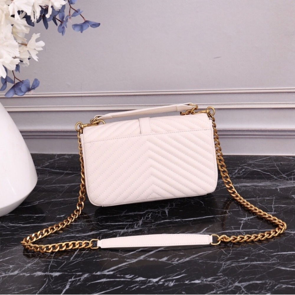 Yves Saint Laurent Cream Quilted Crossbody Bag